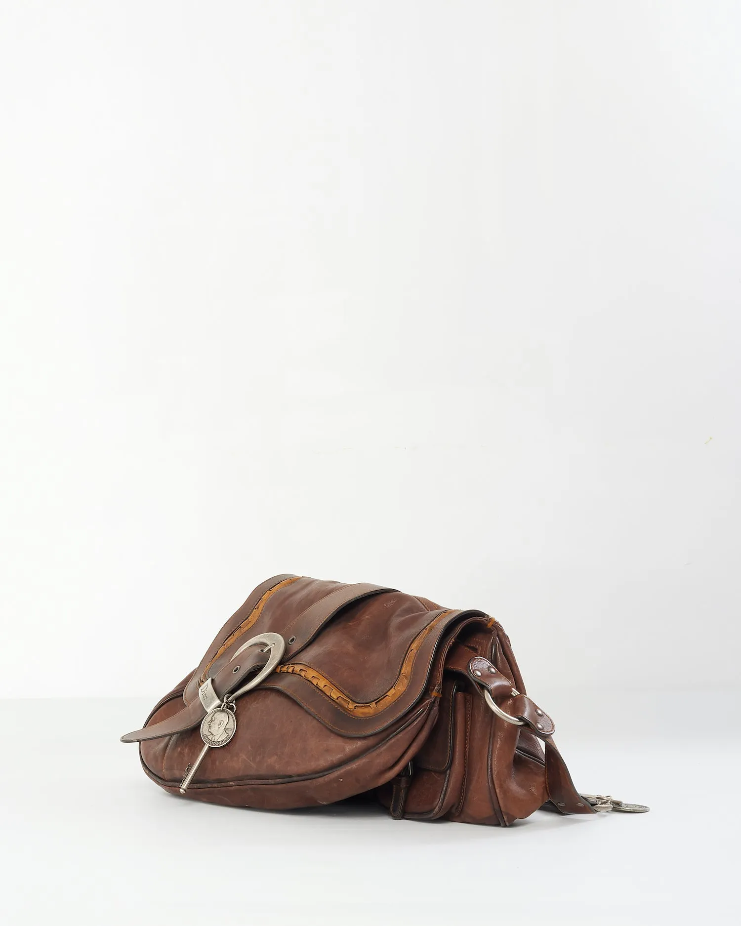 Dior Brown Leather Double Saddle Gaucho Shoulder Bag