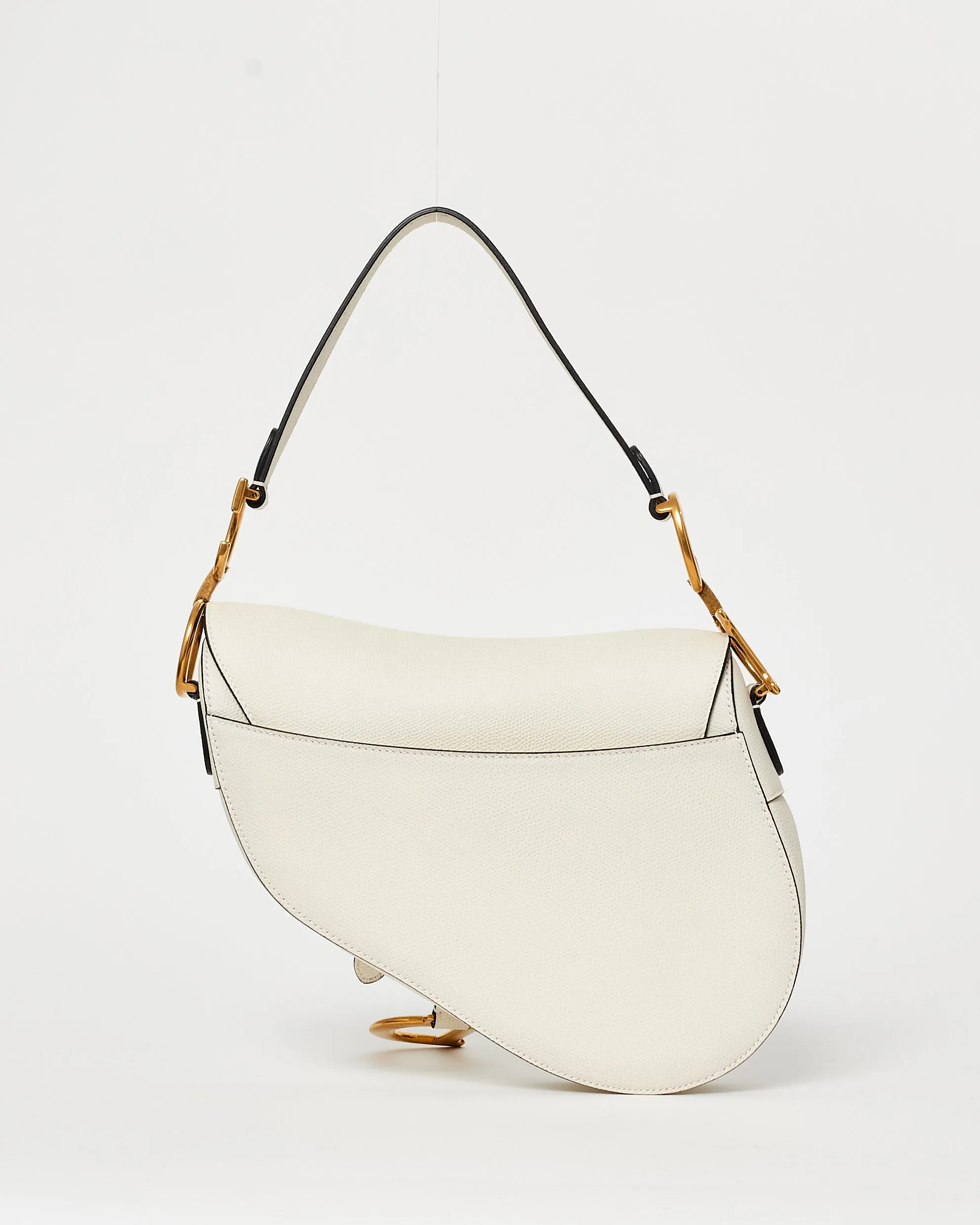 Dior Off White (Latte) Grained Leather Saddle Bag