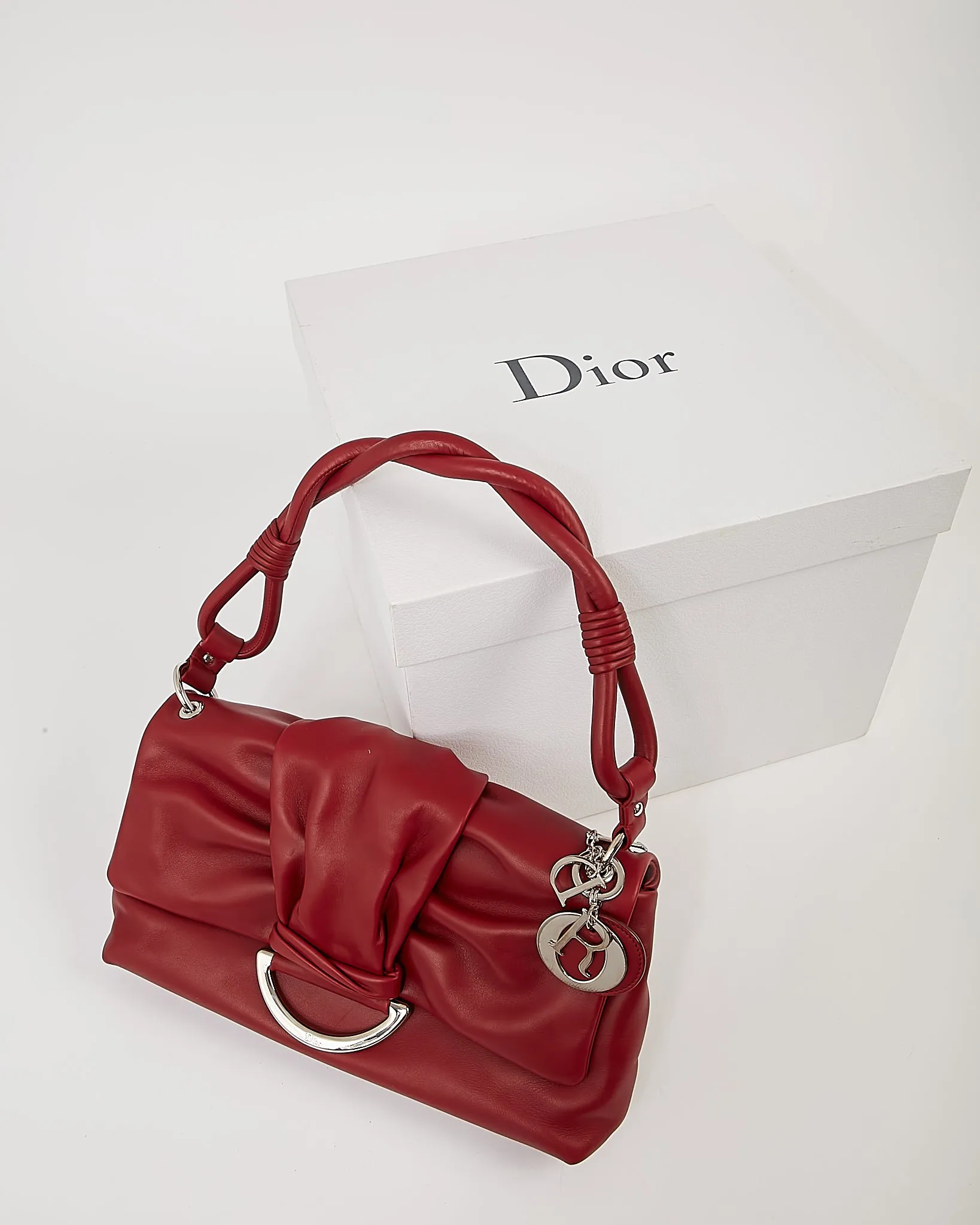 Dior Red Smooth Leather Demi Lune Shoulder Bag