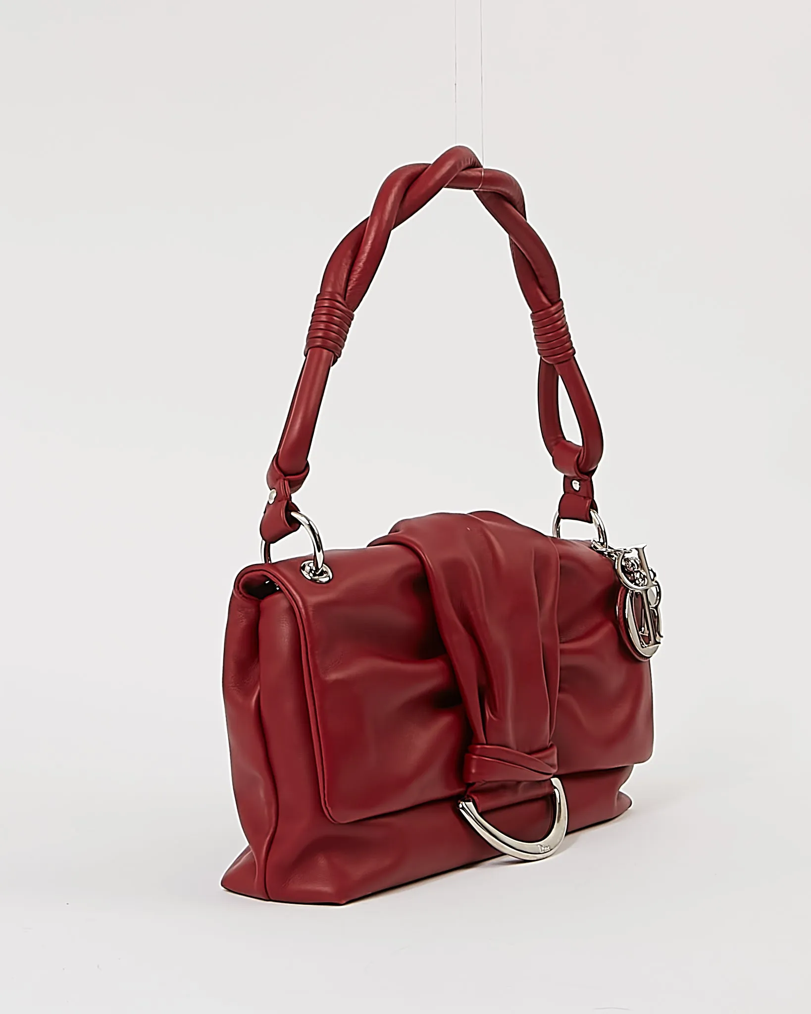 Dior Red Smooth Leather Demi Lune Shoulder Bag