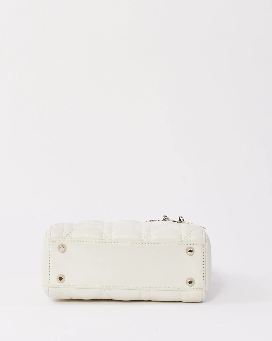 Dior White Cannage Leather Mini Lady Dior with Chain Strap