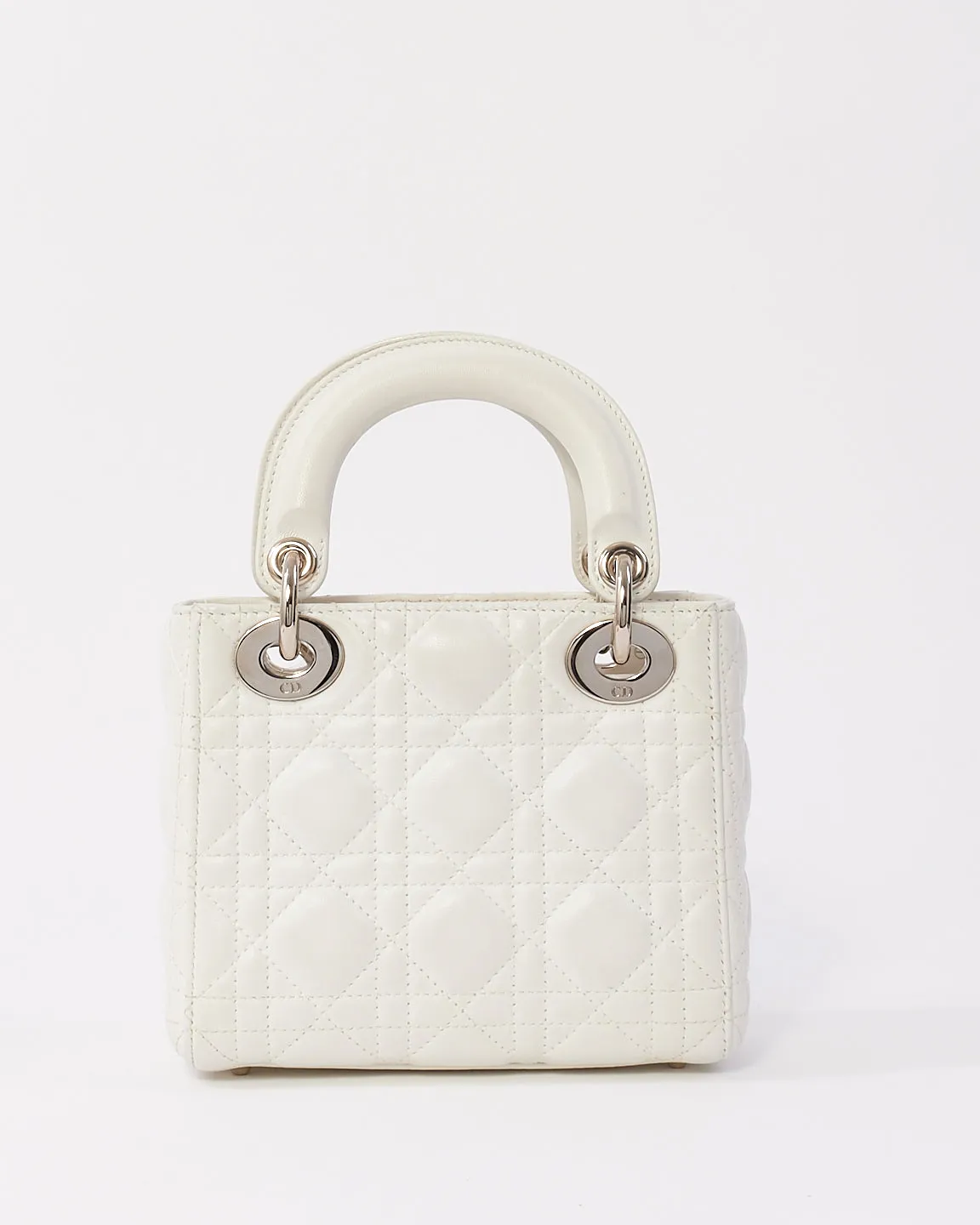 Dior White Cannage Leather Mini Lady Dior with Chain Strap