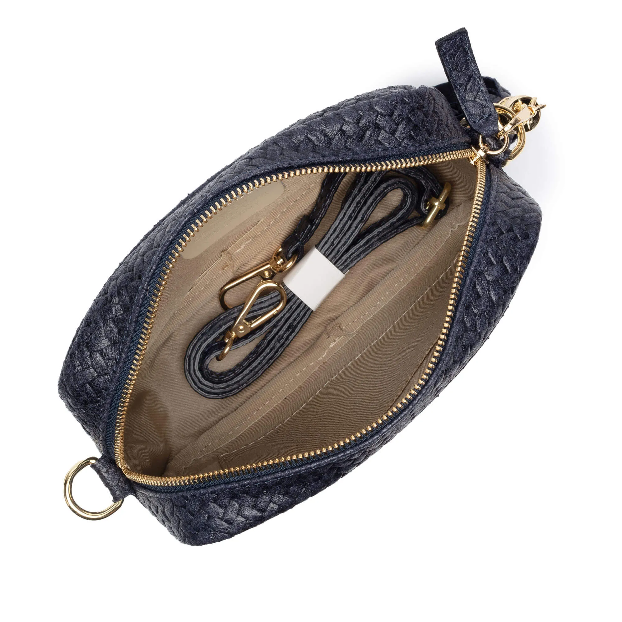 Elie Beaumont Navy Leather Woven Bag
