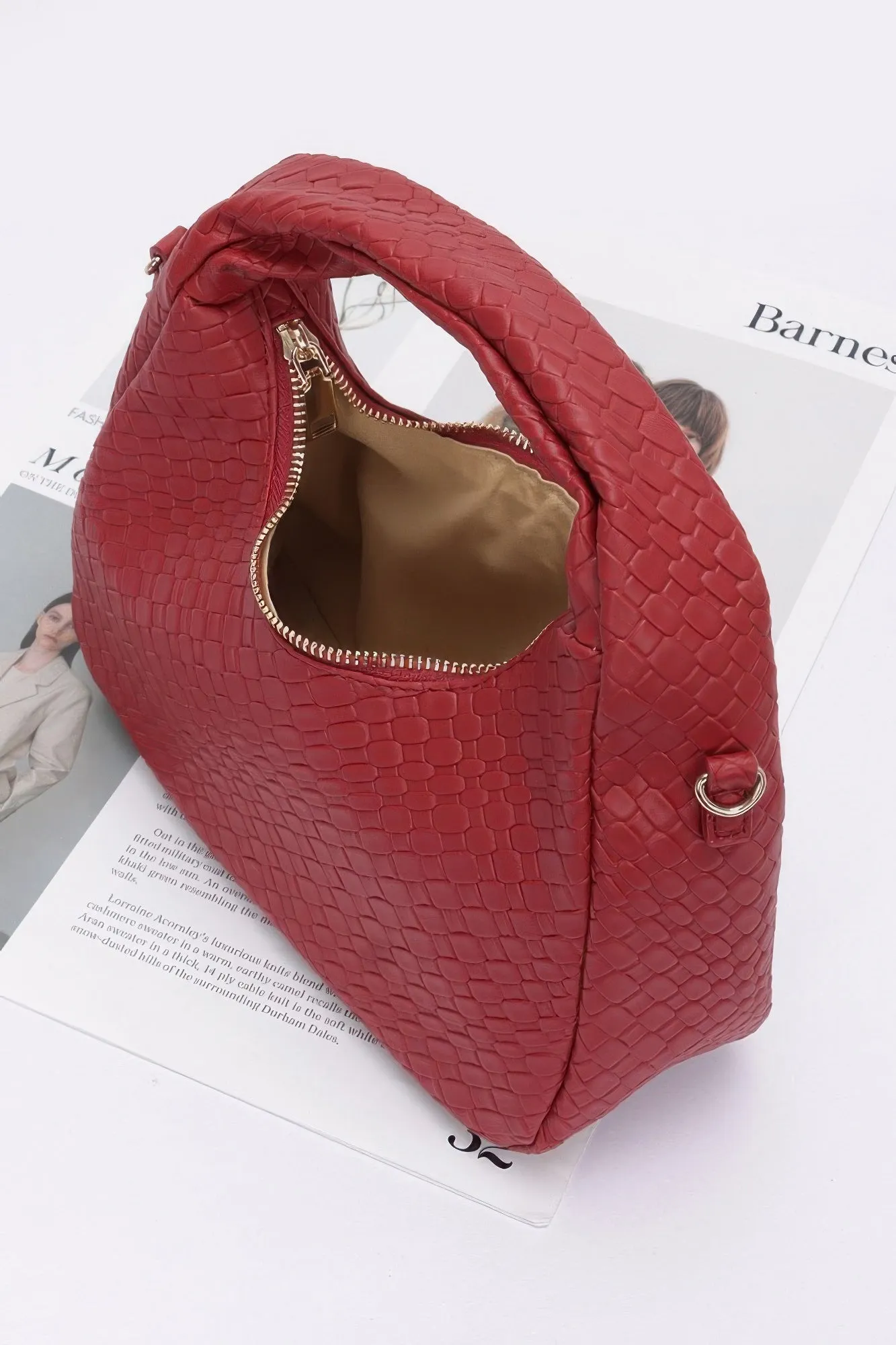 Embossed Faux Leather Hobo Bag