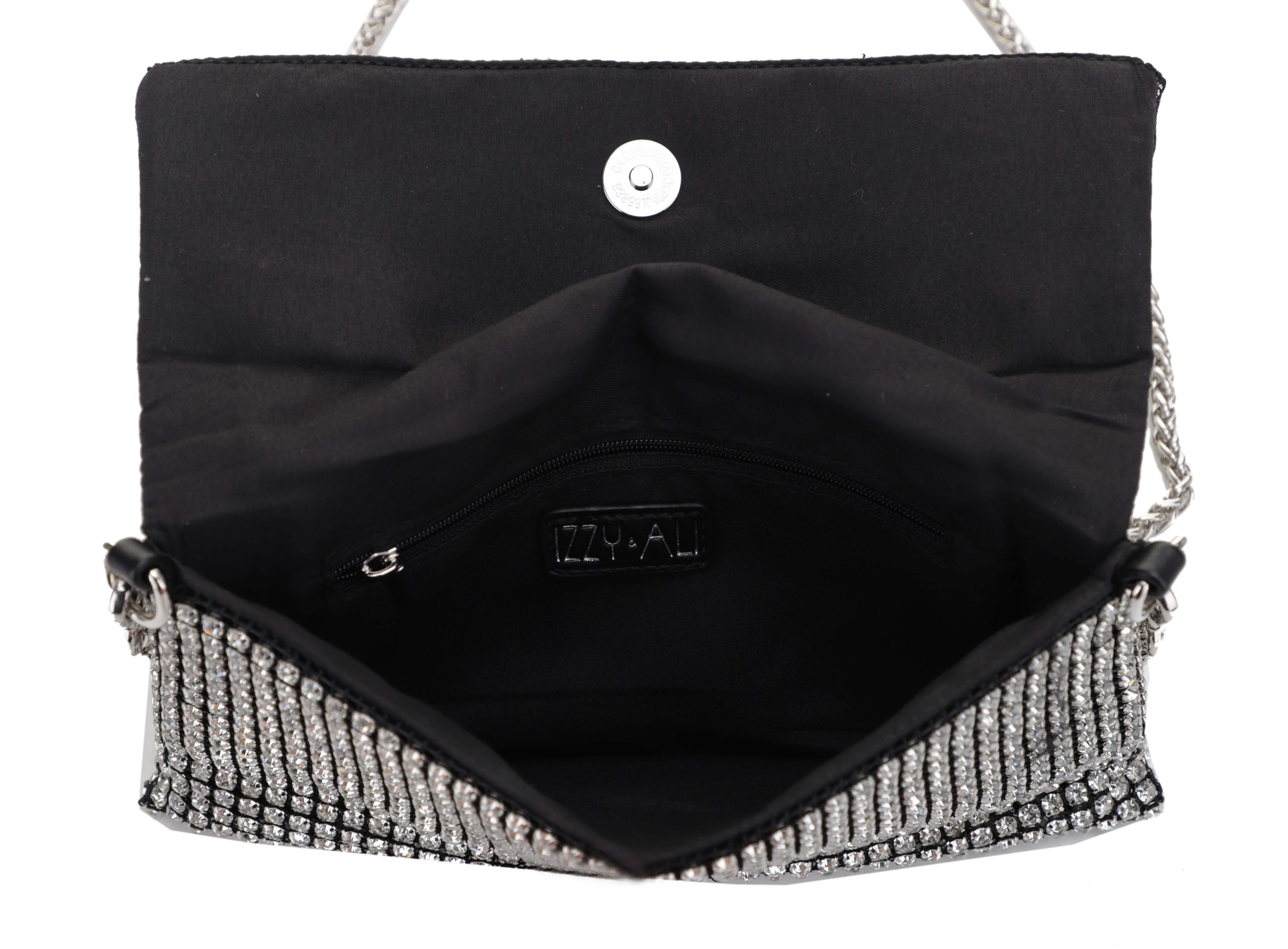 EV20550 Stone Embellished Flap Crossbody Bag