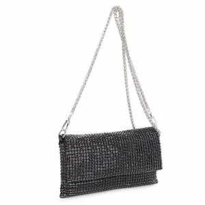 EV20550 Stone Embellished Flap Crossbody Bag