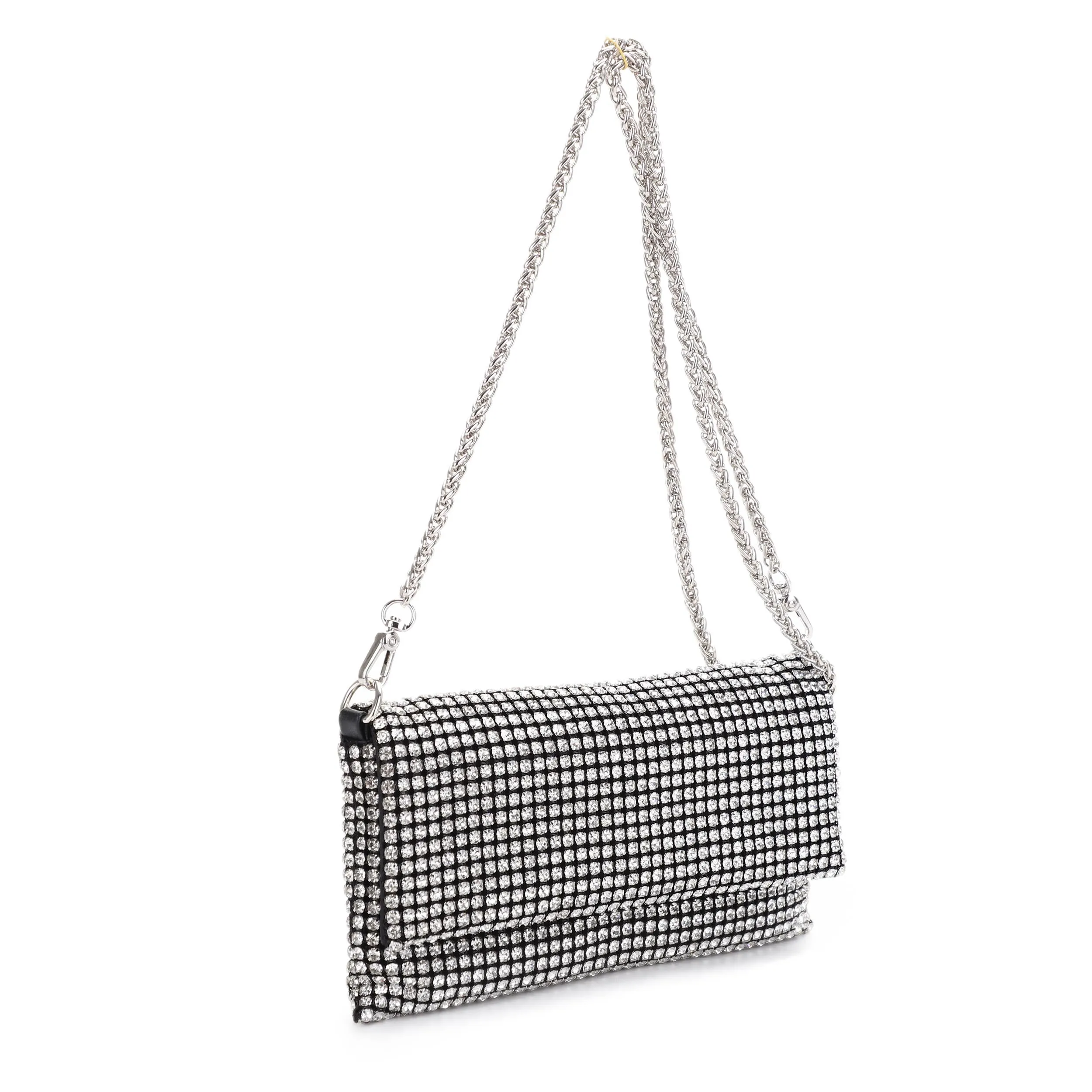 EV20550 Stone Embellished Flap Crossbody Bag