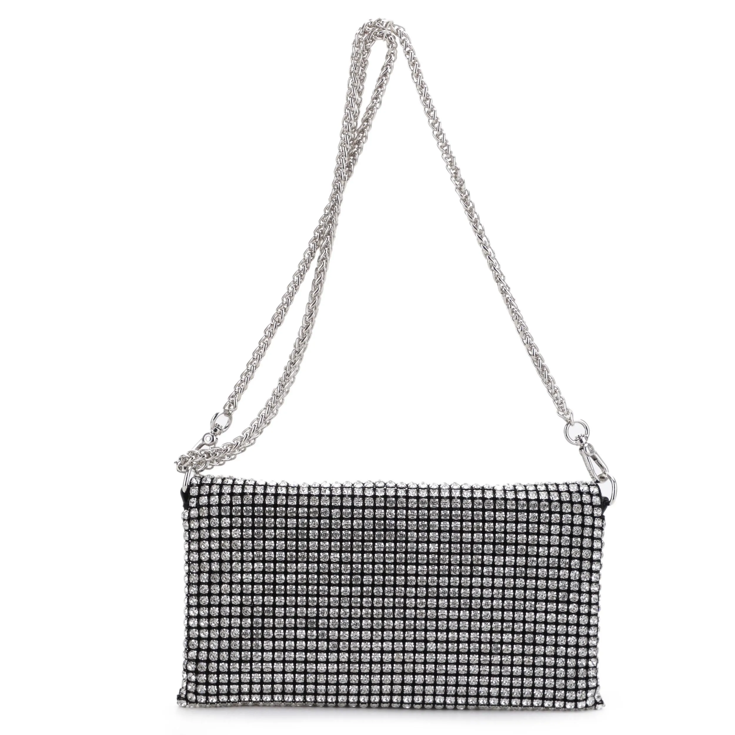 EV20550 Stone Embellished Flap Crossbody Bag