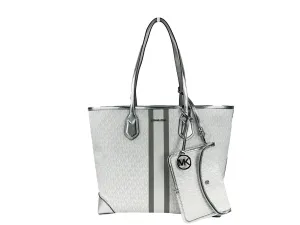 Eva Large Stripe Travel Tote Bag Plus Pouch White