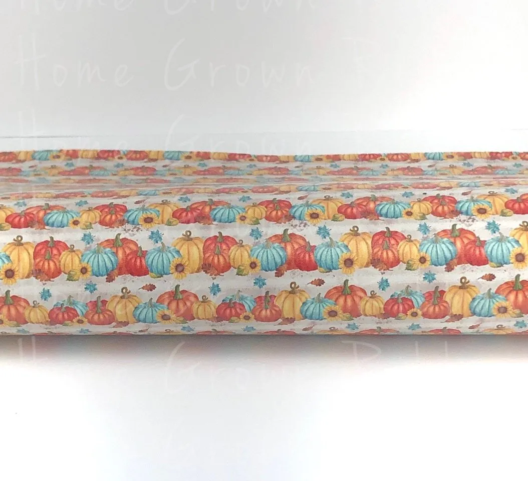 Fall Market Pumpkin Lines Synthetic Leather Sheet USDR