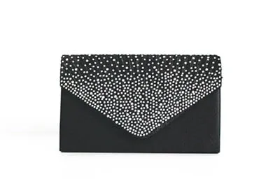 Fashion Satin Evening Bags for Women - Luxury Diamond and Chain Embellished Bag