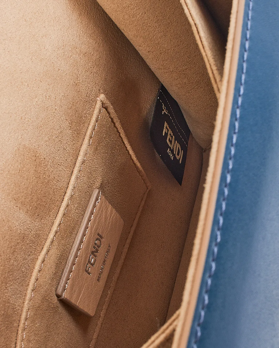 Fendi Blue Leather Kan I Flap Bag