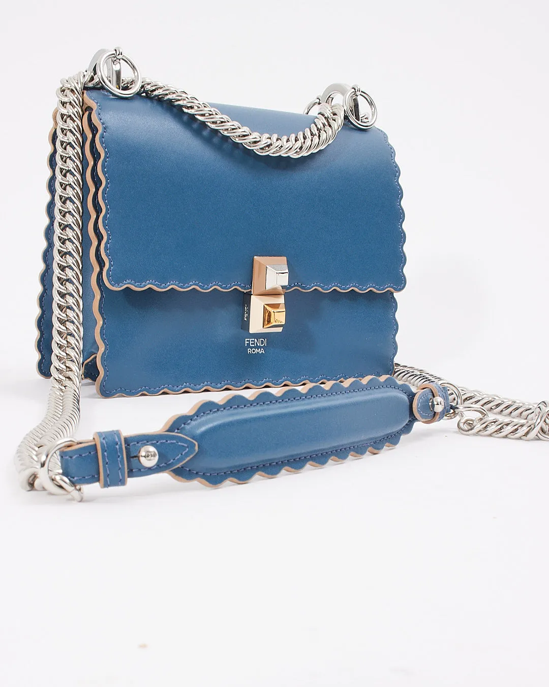 Fendi Blue Leather Kan I Flap Bag