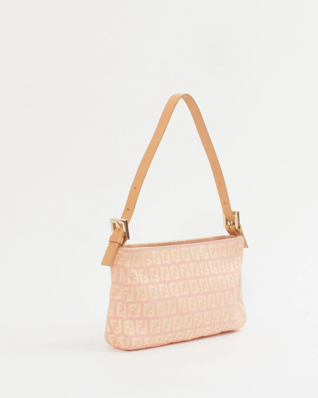 Fendi Pink/Cream Zucchino Print Shoulder Bag