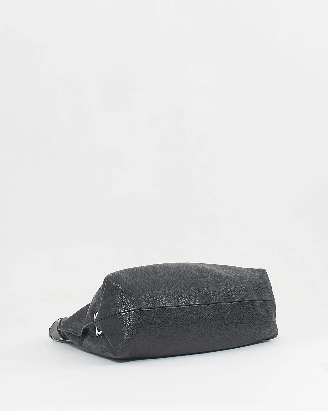 Ferragamo Black Calfskin Gancini Hobo Shoulder Bag