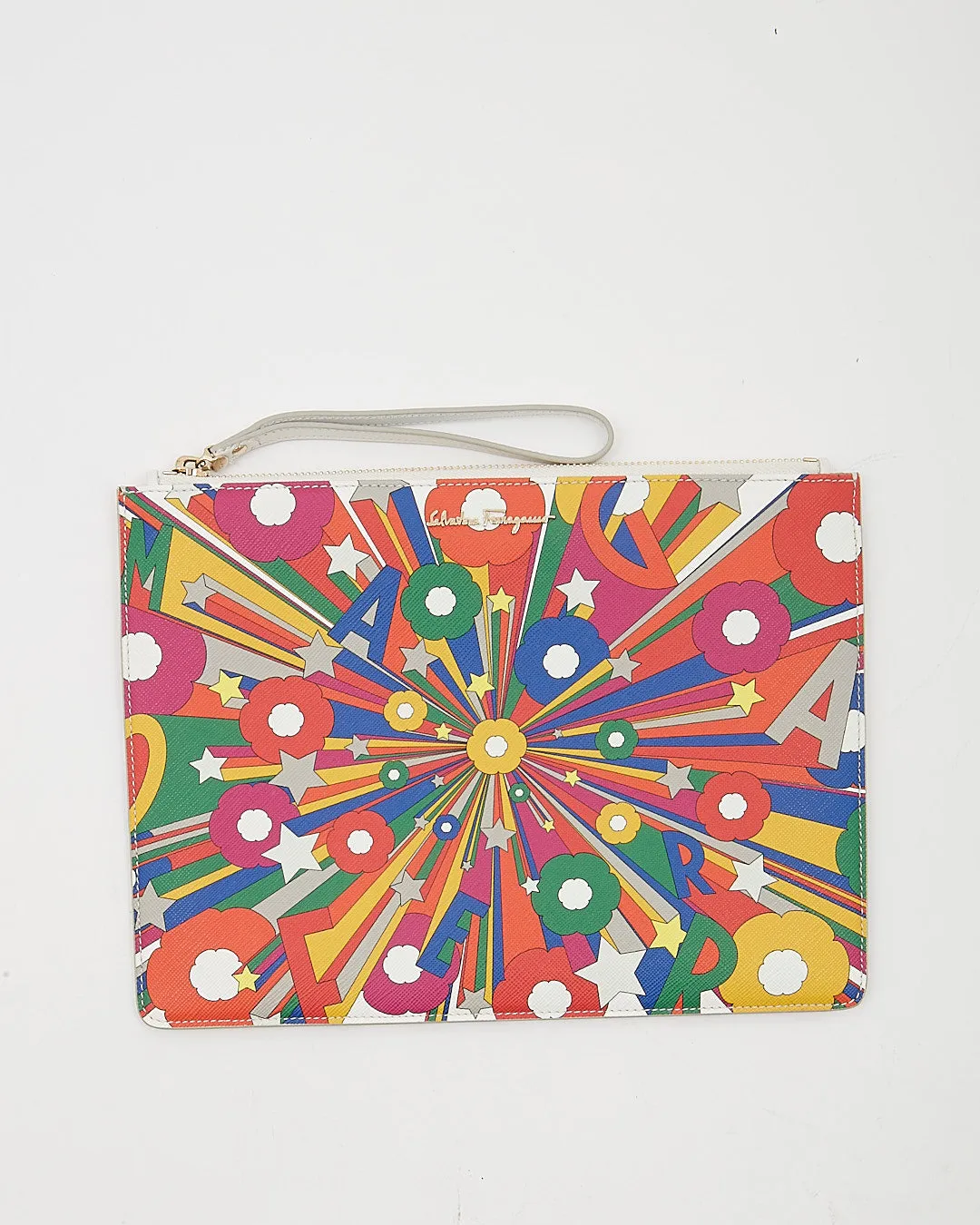 Ferragamo Multi Color Stars Wristlet Clutch