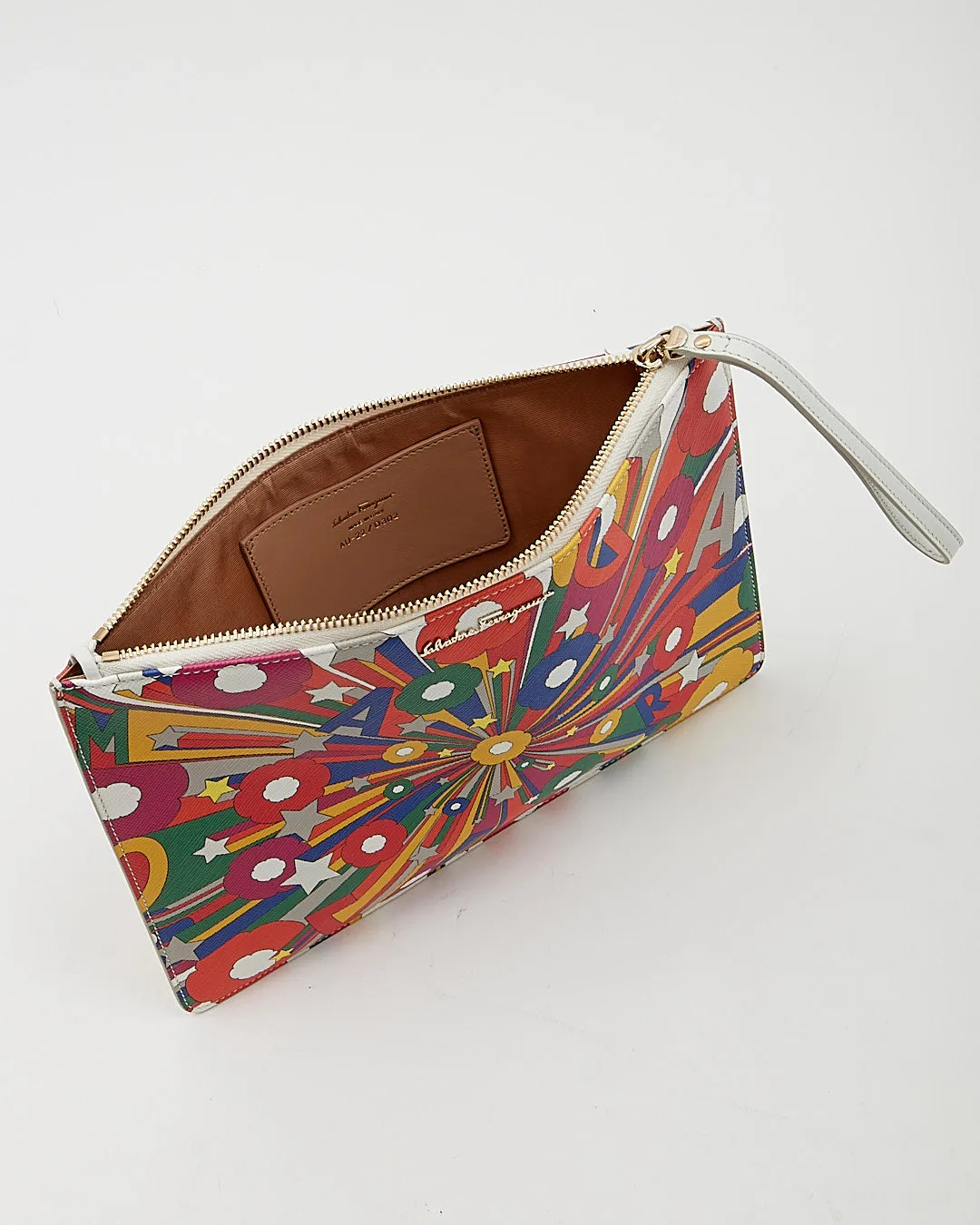 Ferragamo Multi Color Stars Wristlet Clutch