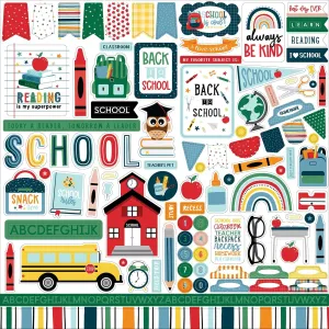 First Day Of School Collection 12 x 12 Scrapbook Sticker Sheet by Echo Park Paper