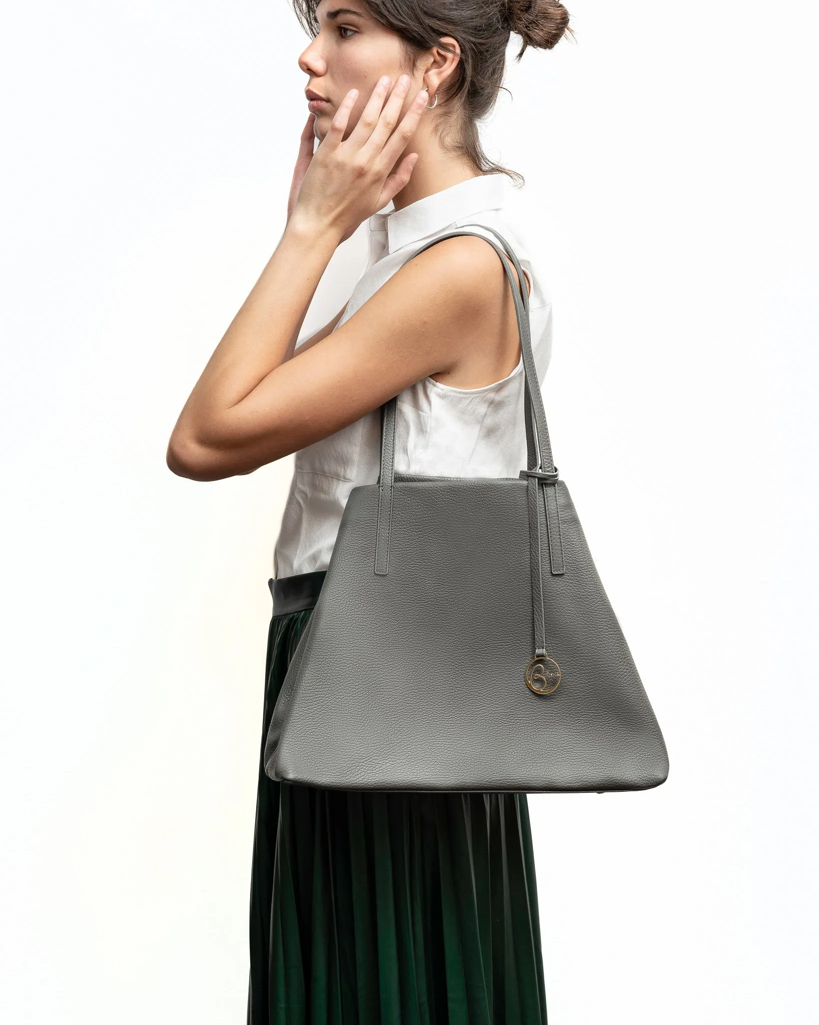 Frida tote leather bag spotted red and black