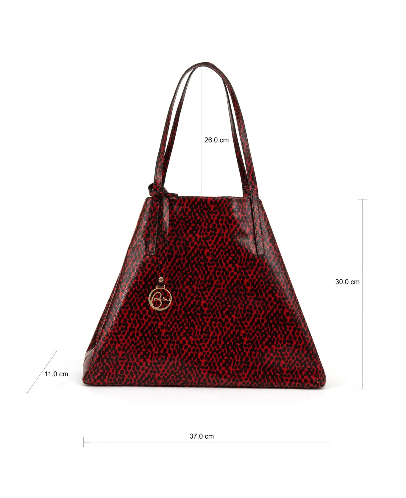 Frida tote leather bag spotted red and black