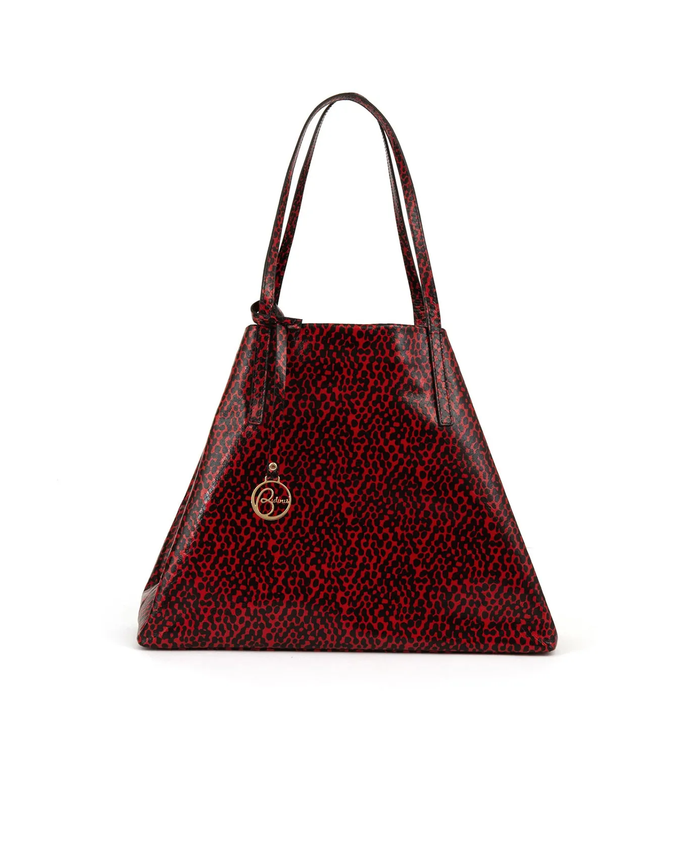 Frida tote leather bag spotted red and black