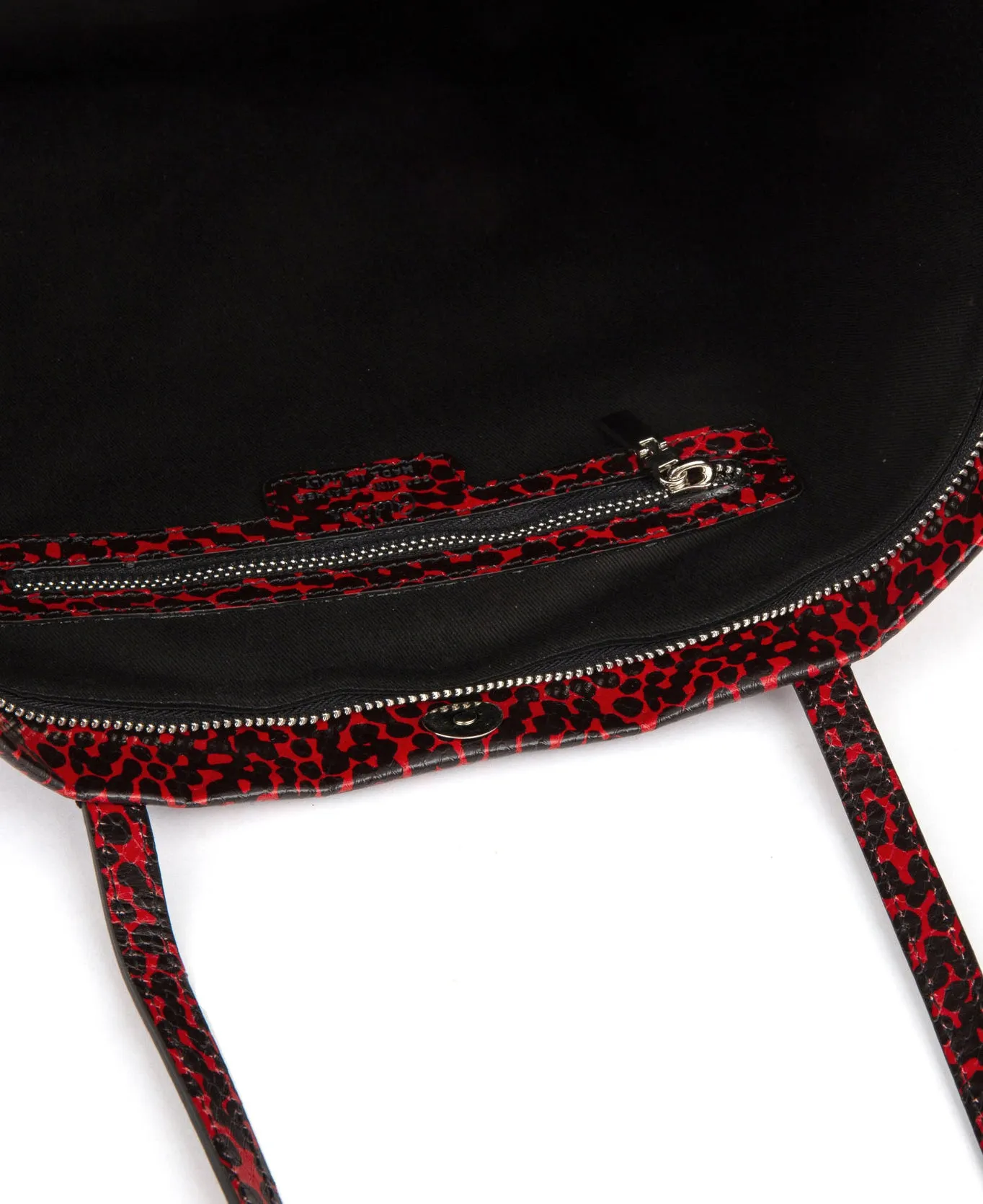 Frida tote leather bag spotted red and black