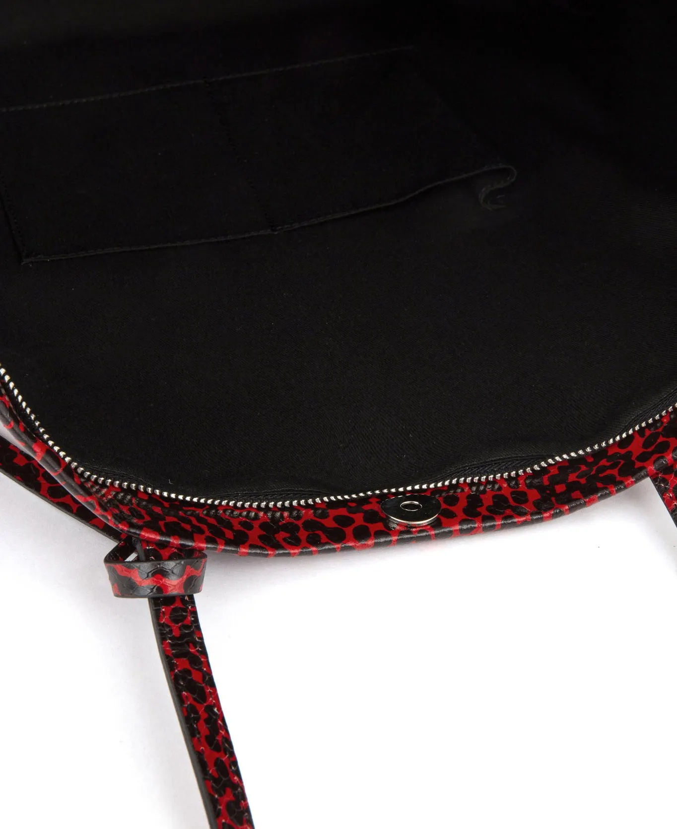 Frida tote leather bag spotted red and black