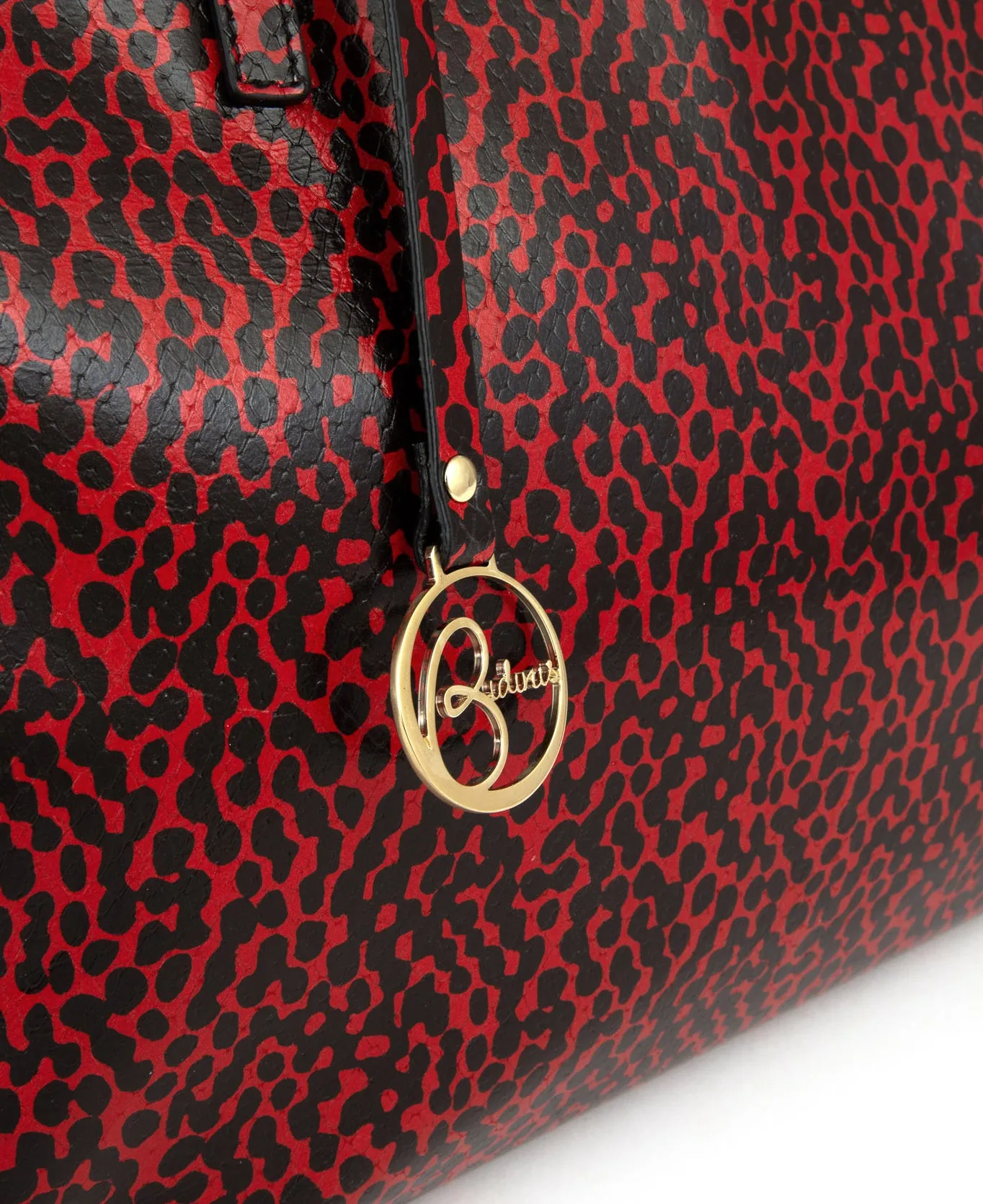 Frida tote leather bag spotted red and black
