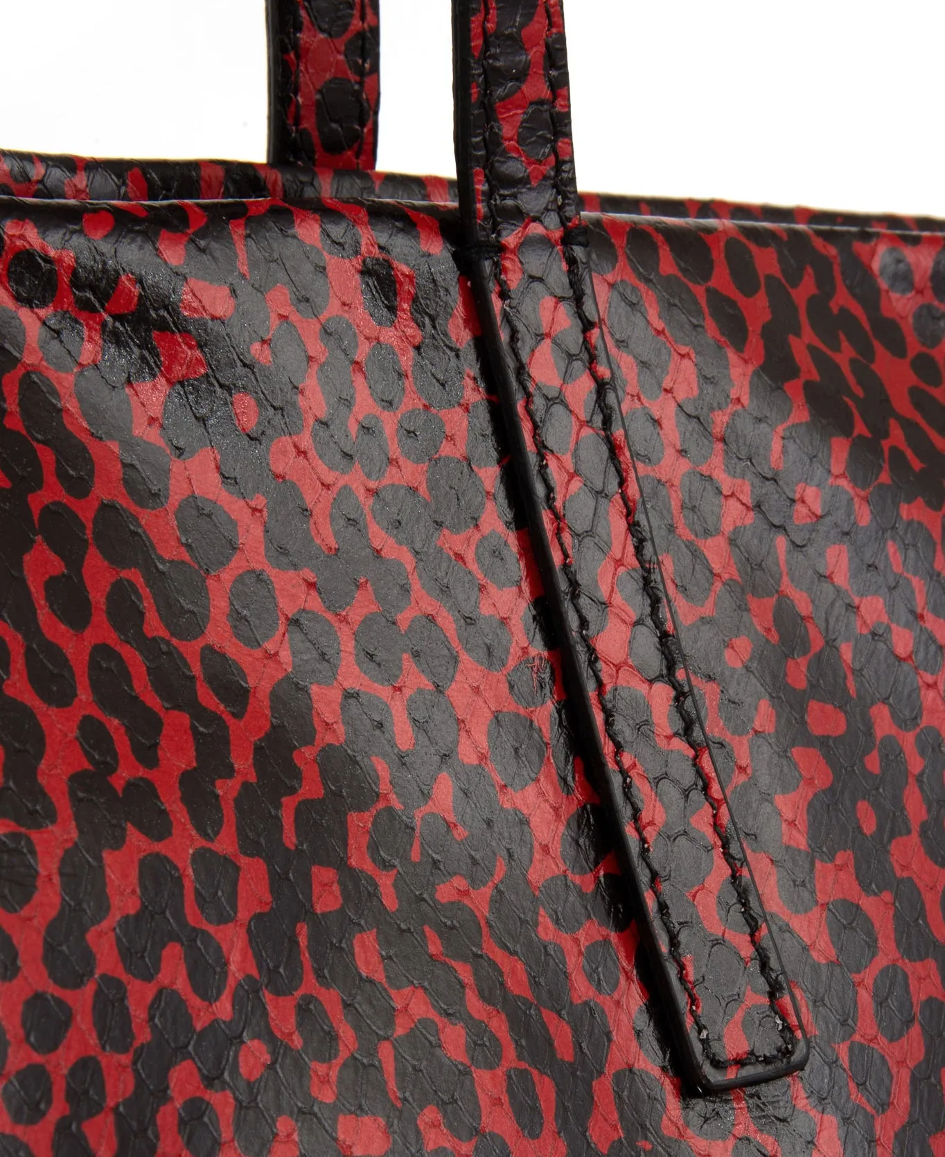 Frida tote leather bag spotted red and black