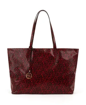 Frida tote leather bag spotted red and black