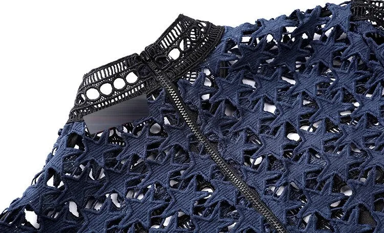 Gemma Navy Star Lace Mini Dress