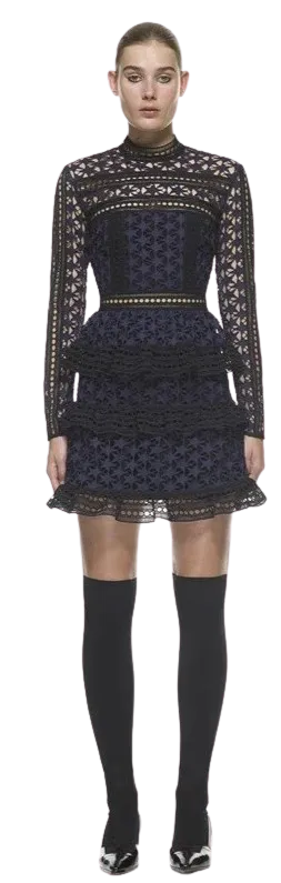 Gemma Navy Star Lace Mini Dress