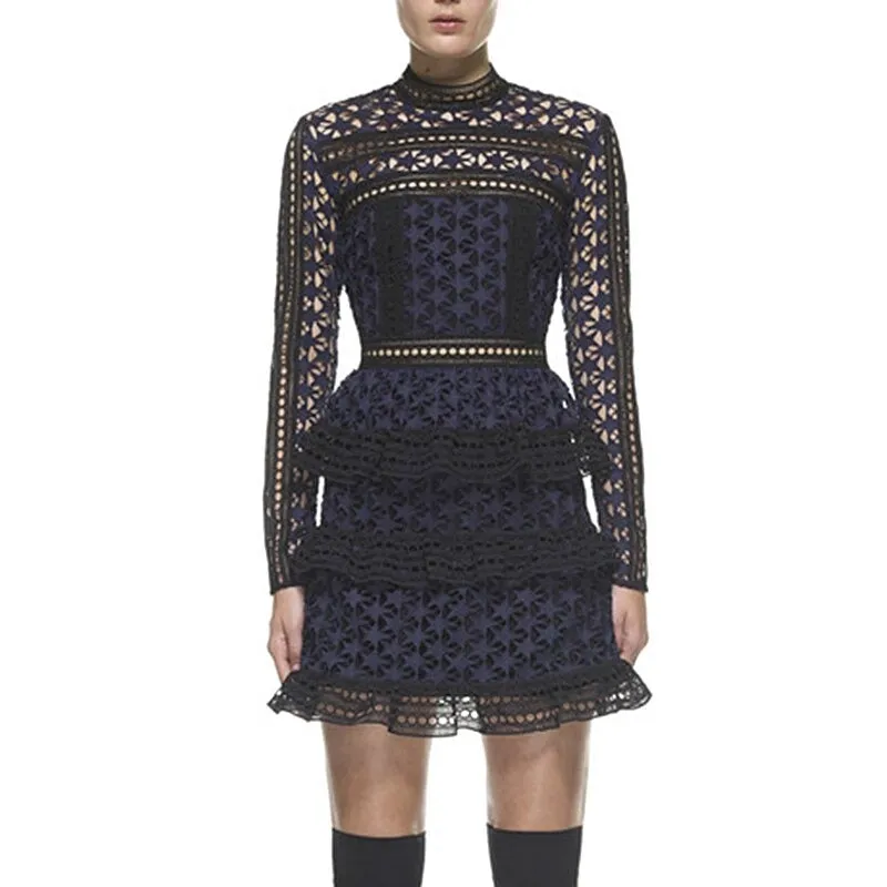 Gemma Navy Star Lace Mini Dress