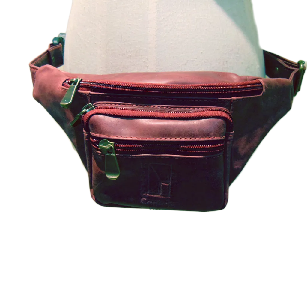 Genuine Leather Fanny Pack Dark Red