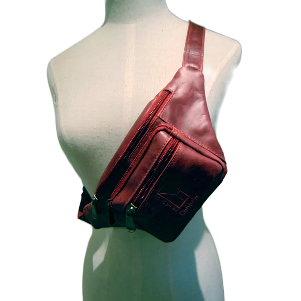 Genuine Leather Fanny Pack Dark Red