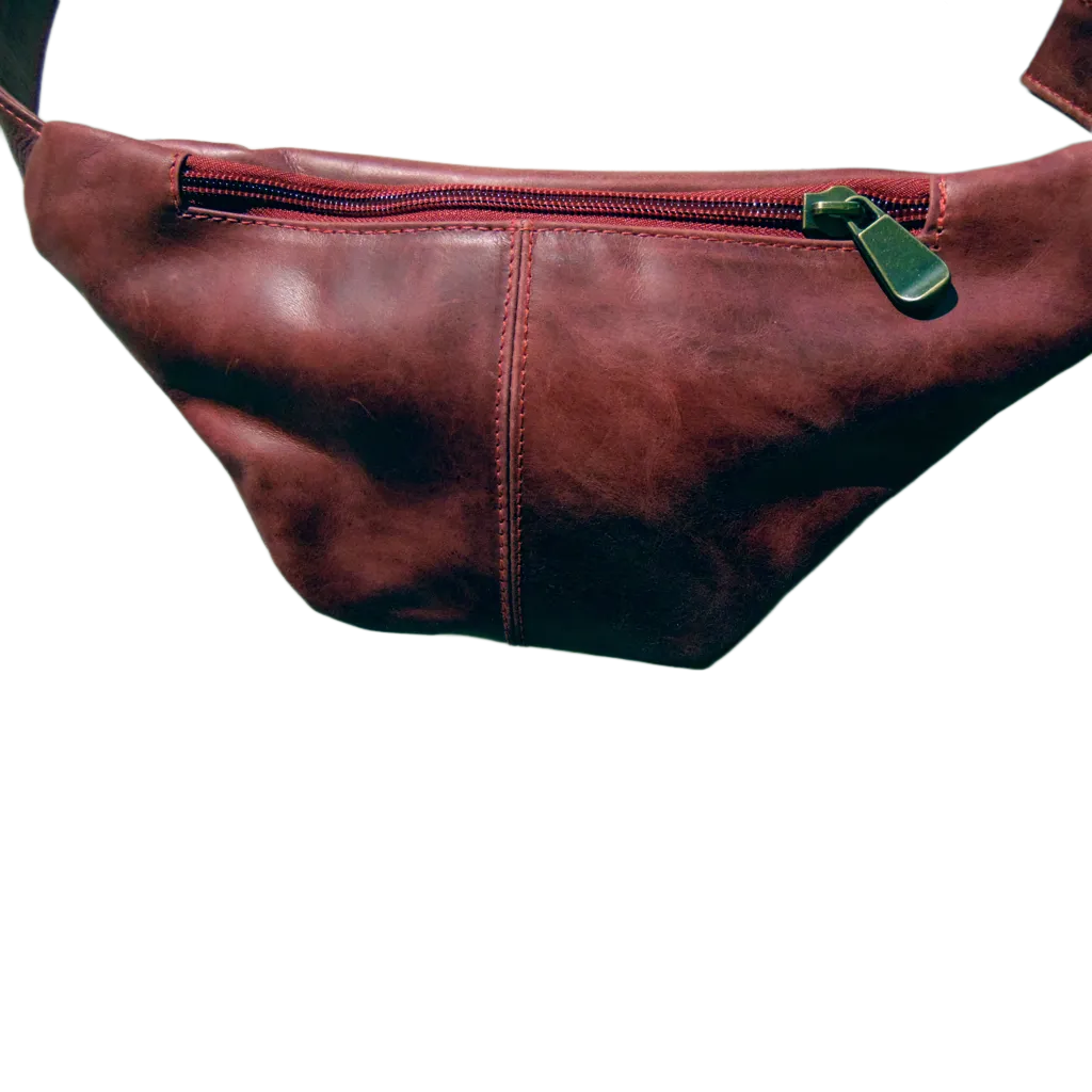 Genuine Leather Fanny Pack Dark Red