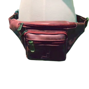 Genuine Leather Fanny Pack Dark Red
