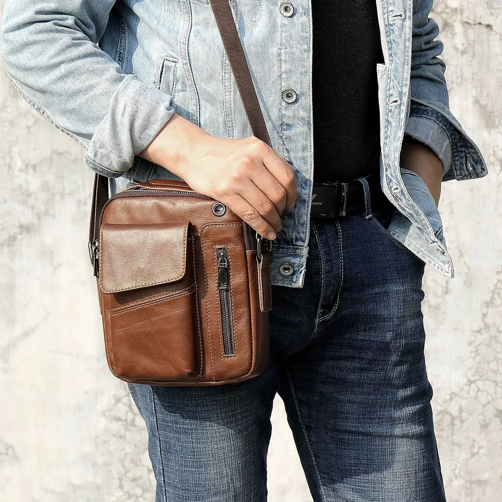Genuine Leather Men's Shoulder Bag