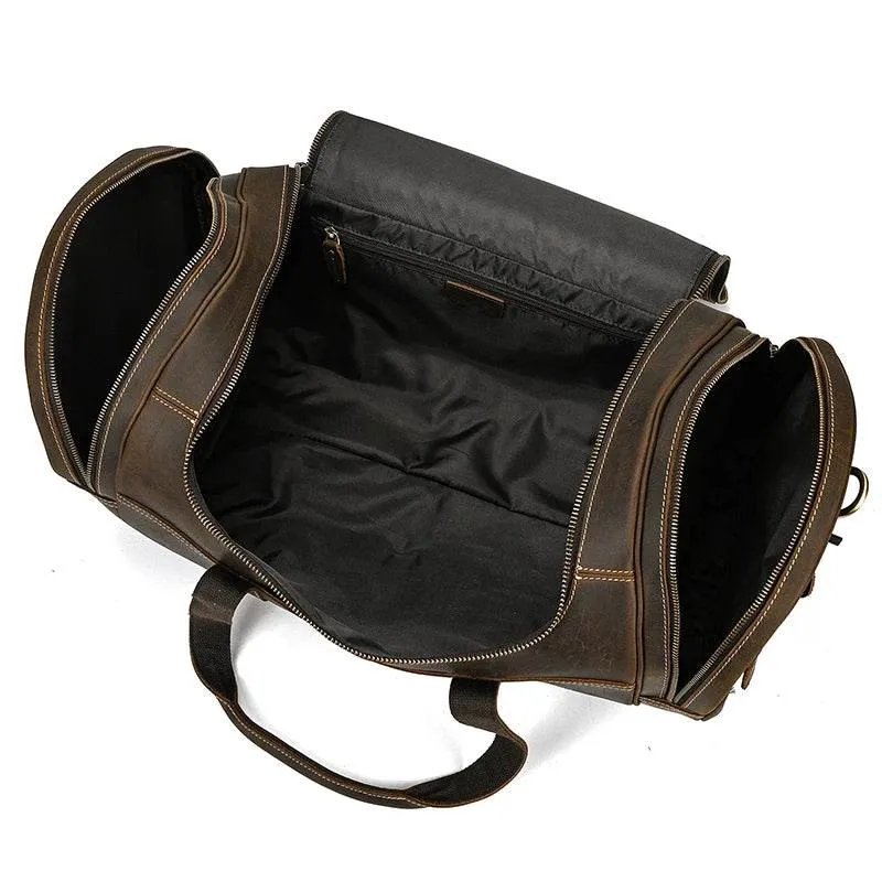 Genuine Leather Men’s Travel Bag Cowhide Shoulder Hand Luggage