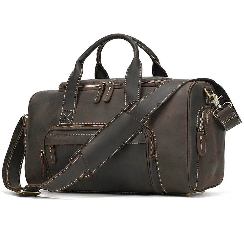 Genuine Leather Men’s Travel Bag Cowhide Shoulder Hand Luggage
