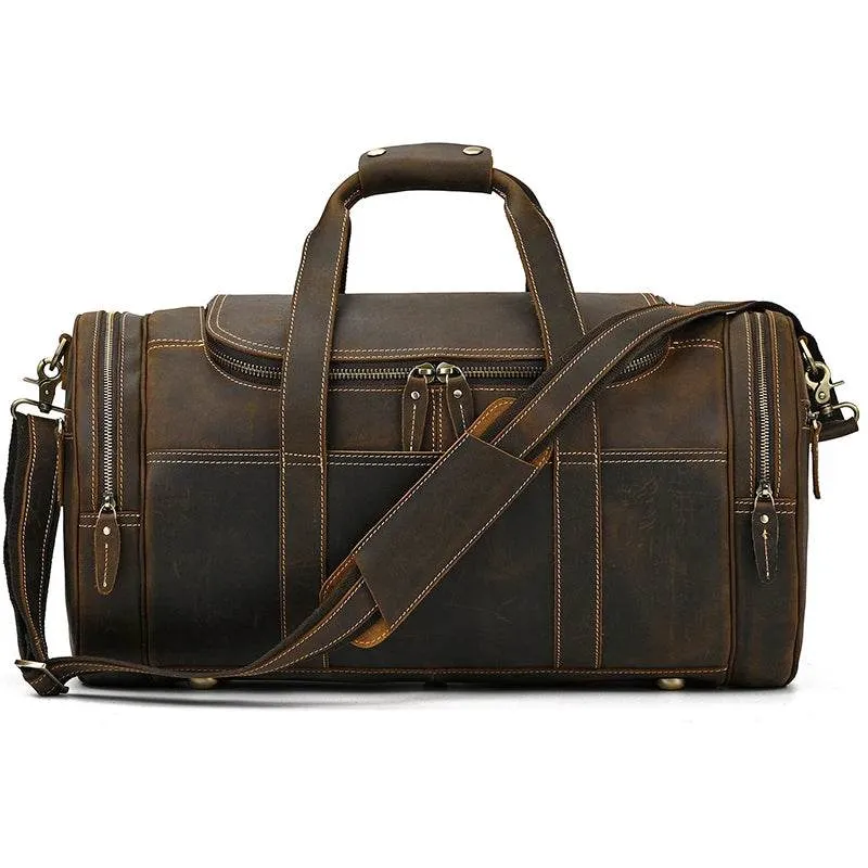 Genuine Leather Men’s Travel Bag Cowhide Shoulder Hand Luggage