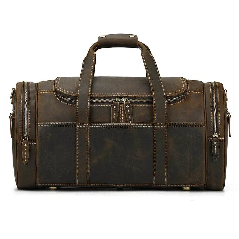 Genuine Leather Men’s Travel Bag Cowhide Shoulder Hand Luggage