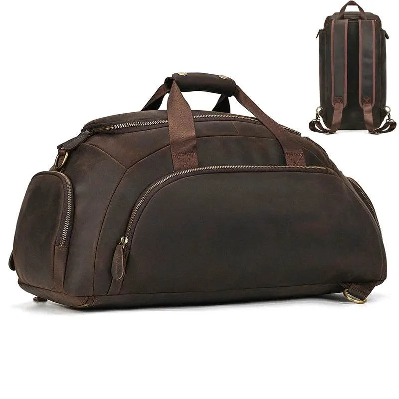 Genuine Leather Travel Backpack Dual Use for Men Luxury Travel