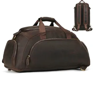 Genuine Leather Travel Backpack Dual Use for Men Luxury Travel
