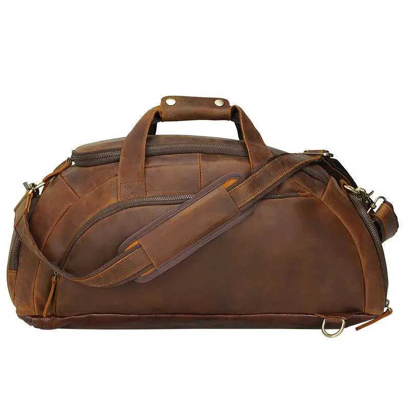 Genuine Leather Travel Backpack Dual Use for Men Luxury Travel