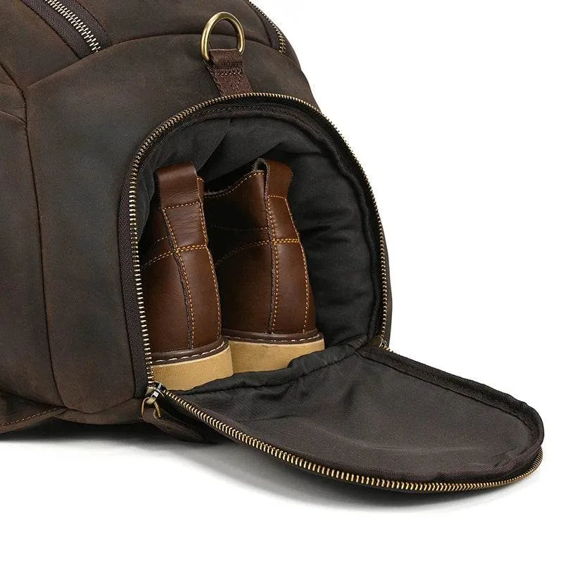 Genuine Leather Travel Backpack Dual Use for Men Luxury Travel
