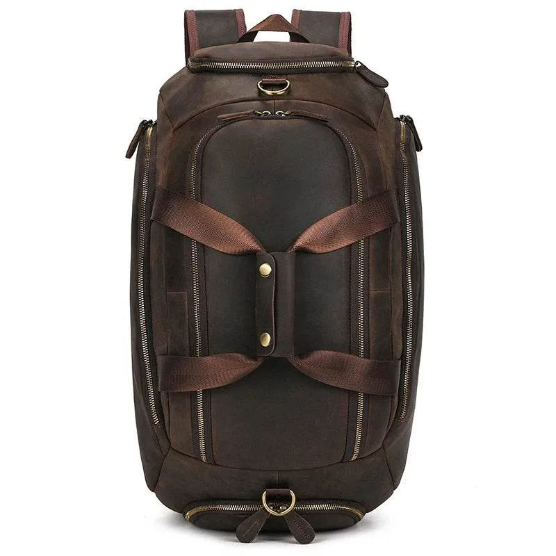 Genuine Leather Travel Backpack Dual Use for Men Luxury Travel