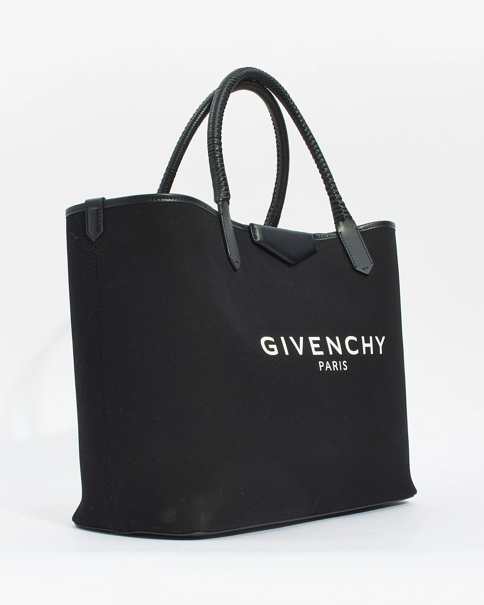 Givenchy Black Canvas Logo Antigona Large Tote Bag