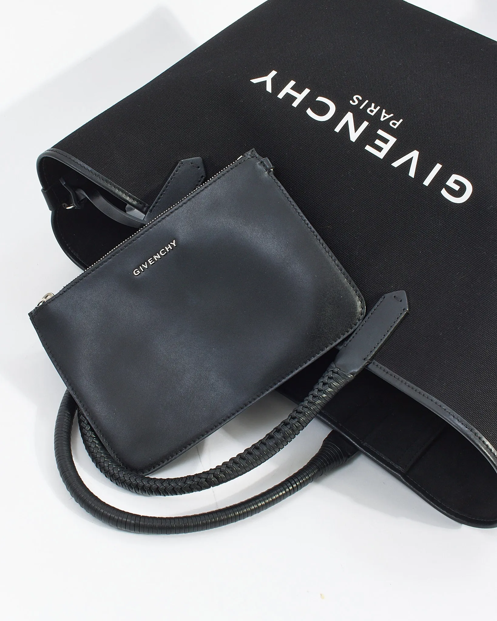 Givenchy Black Canvas Logo Antigona Large Tote Bag