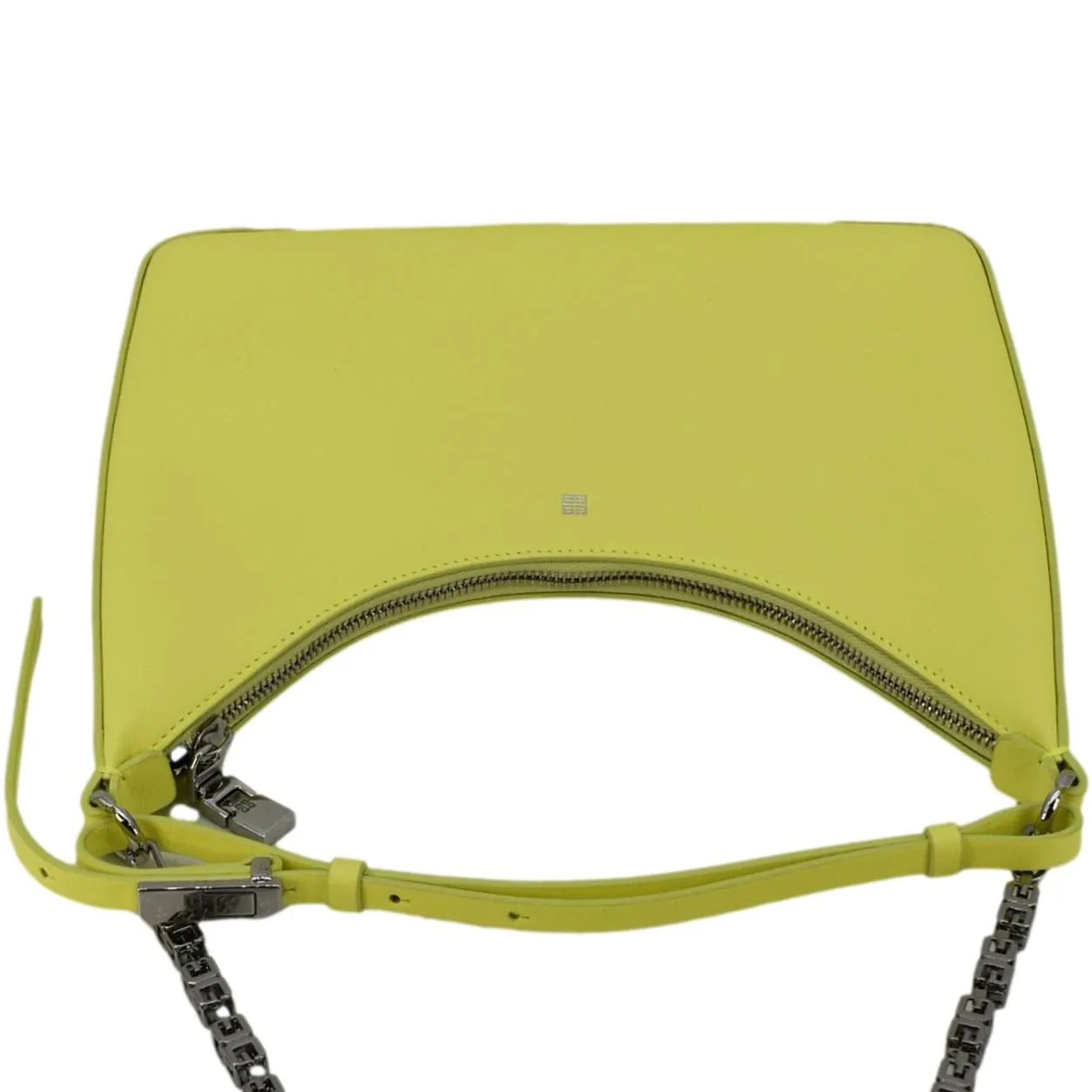 GIVENCHY Moon Cut Out Small Leather Hobo Bag Neon Yellow